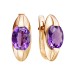 Золотые cерьги с аметистом