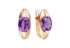 Золотые cерьги с аметистом