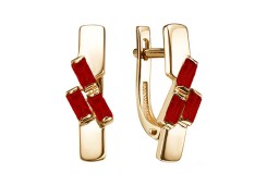 Золотые cерьги классические с гранатом