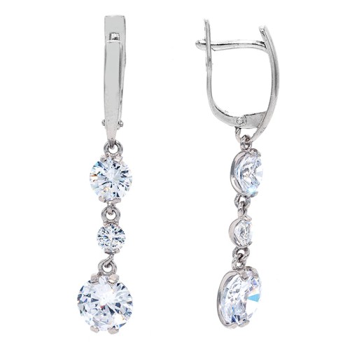 Серебряные cерьги висячие с фианитом