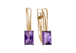 Золотые cерьги с аметистом