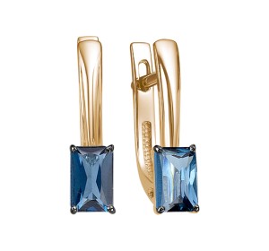Золотые cерьги с лондон топазом