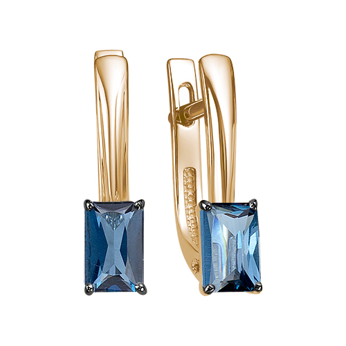 Золотые cерьги с лондон топазом