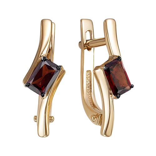 Золотые cерьги с гранатом