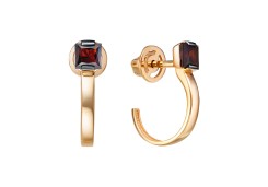 Золотые cерьги пусеты (гвоздики) с гранатом