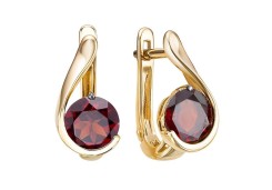 Золотые cерьги с гранатом