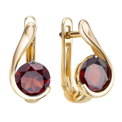 Золотые cерьги с гранатом