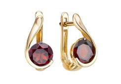 Золотые cерьги с гранатом