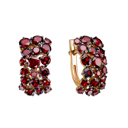 Золотые cерьги с гранатом