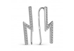 Серебряные cерьги классические с фианитом