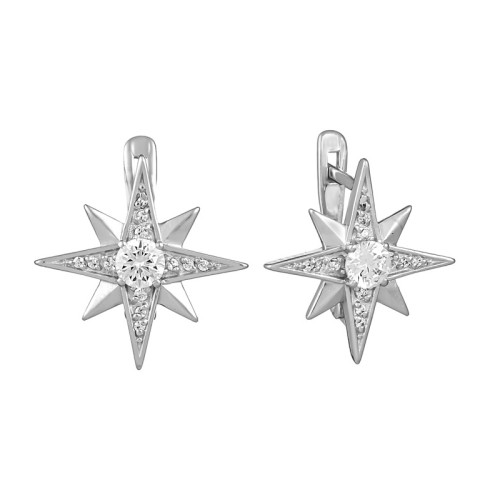 Серебряные cерьги классические с фианитом