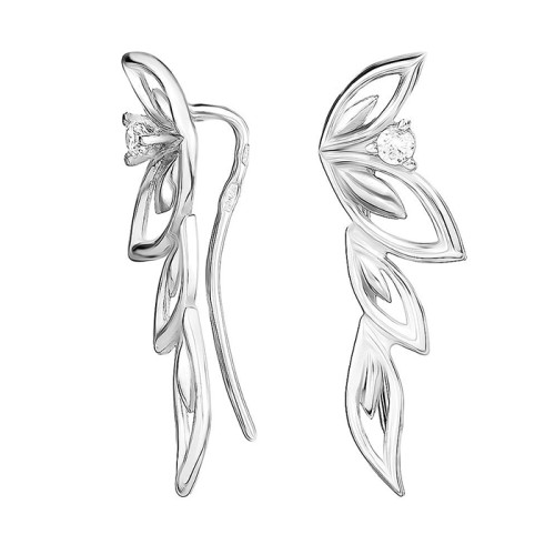 Серебряные cерьги классические с фианитом