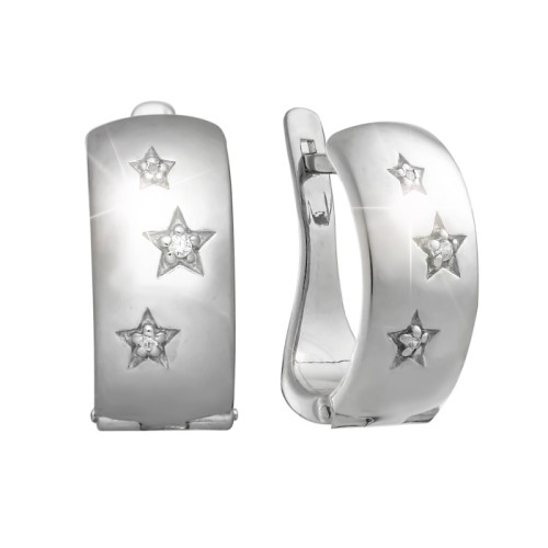 Серебряные cерьги классические с фианитом