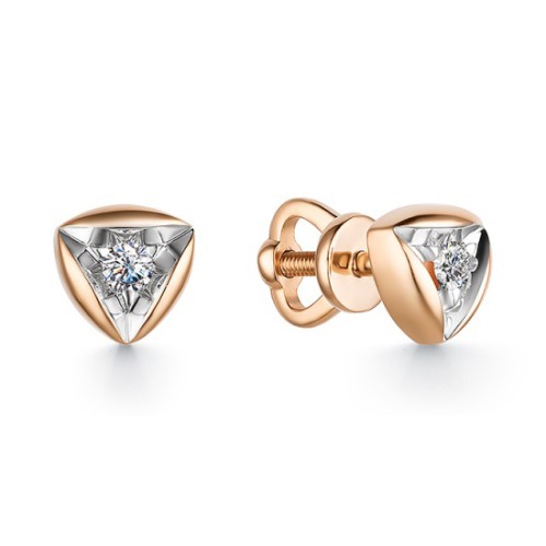 Золотые cерьги пусеты (гвоздики) с бриллиантом