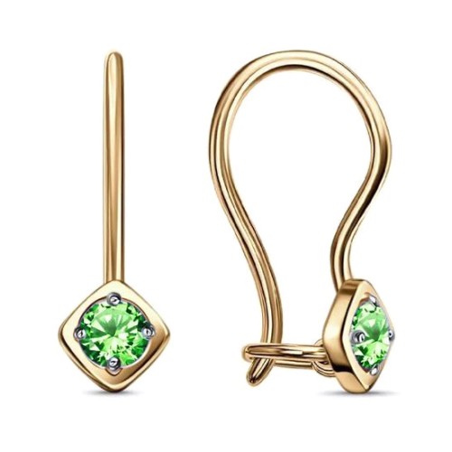 Золотые cерьги с фианитом
