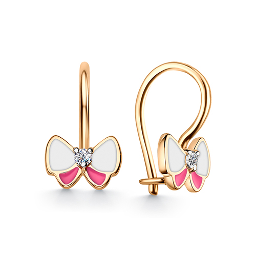 Золотые cерьги классические с эмалью