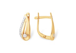 Золотые cерьги классические с бриллиантом