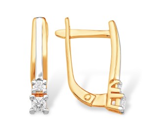 Золотые cерьги с бриллиантом