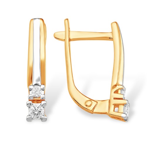 Золотые cерьги с бриллиантом