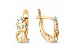 Золотые cерьги классические с фианитом