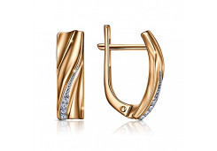 Золотые cерьги классические с фианитом