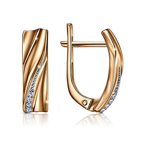 Золотые cерьги классические с фианитом