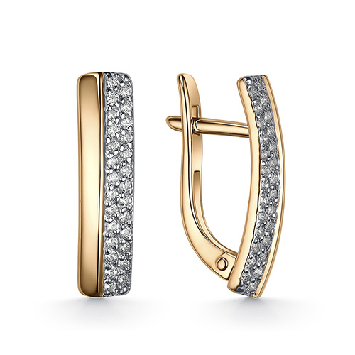 Золотые cерьги с фианитом