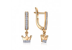 Золотые cерьги висячие с фианитом