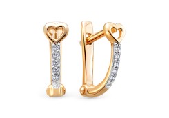 Золотые cерьги классические с фианитом