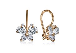 Золотые cерьги классические с фианитом