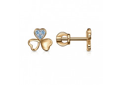 Золотые cерьги пусеты (гвоздики) с фианитом