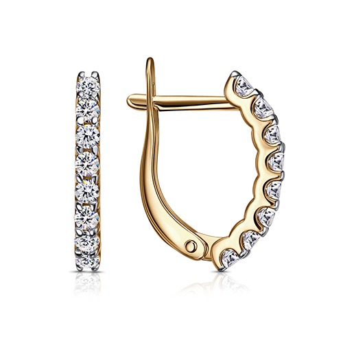 Золотые cерьги с фианитом