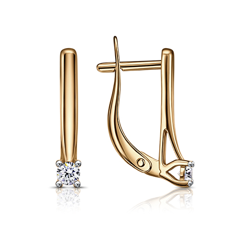 Золотые cерьги с фианитом