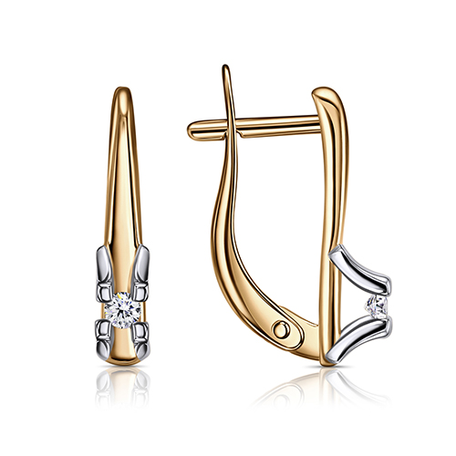 Золотые cерьги с фианитом