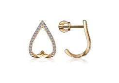 Золотые cерьги пусеты (гвоздики) с фианитом