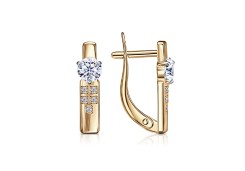 Золотые cерьги с фианитом