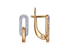 Золотые cерьги классические с фианитом