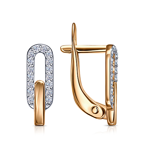 Золотые cерьги классические с фианитом