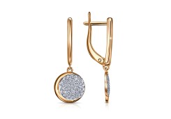 Золотые cерьги висячие с фианитом