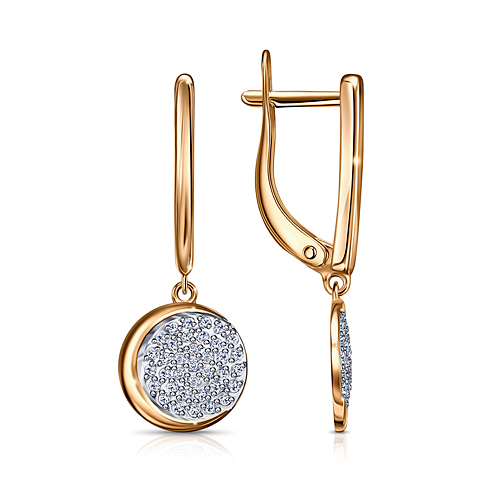 Золотые cерьги висячие с фианитом