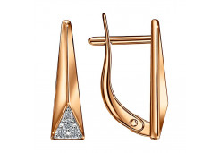 Золотые cерьги классические с фианитом