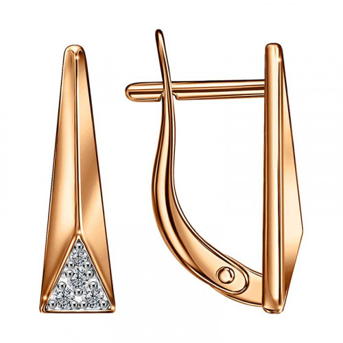 Золотые cерьги классические с фианитом