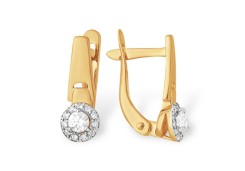 Золотые cерьги классические с фианитом