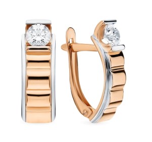 Золотые cерьги с фианитом