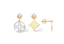Золотые cерьги пусеты (гвоздики) с фианитом
