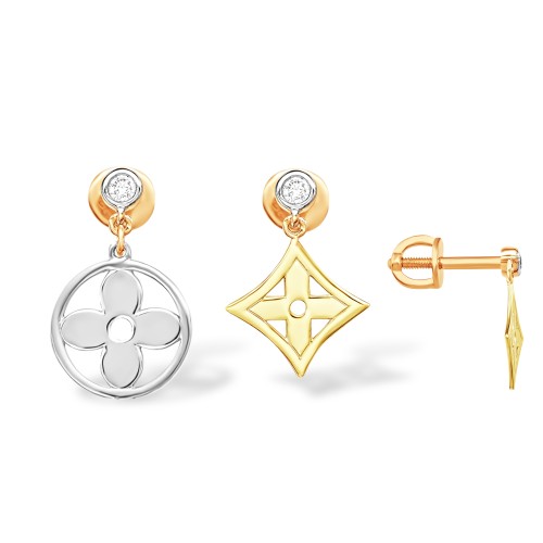 Золотые cерьги пусеты (гвоздики) с фианитом