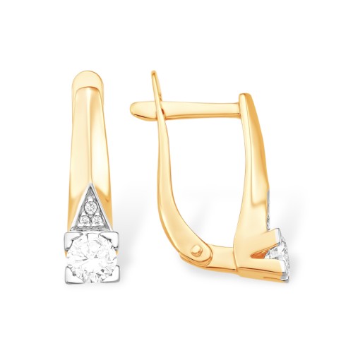 Золотые cерьги с фианитом