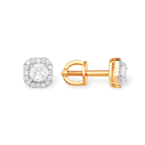 Золотые cерьги пусеты (гвоздики) с фианитом