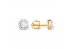 Золотые cерьги пусеты (гвоздики) с фианитом