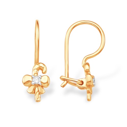 Золотые cерьги классические с фианитом